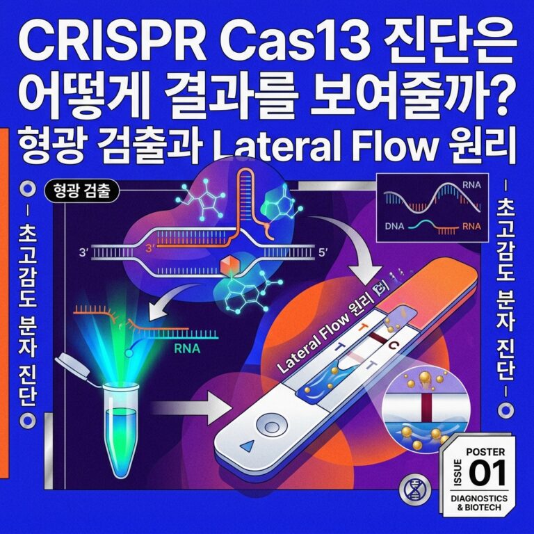 ai thumbnail poster CRISPR Cas13 진단은 어떻게 결과를 보여줄까 형광 검출과 Lateral Flow 원리 1788364391