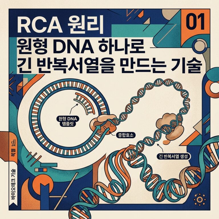 ai thumbnail poster RCA 원리 원형 DNA 하나로 긴 반복서열을 만드는 기술 1788363562
